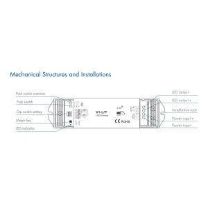 Single colour controller 12-48V DC - 15A - RF 2.4G - PUSH dimmer - Skydance