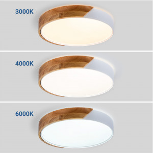 CCT LED 24W Ceiling Light - Wood and Polycarbonate - ø40cm - IP22