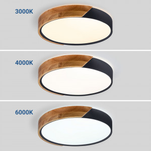 CCT LED 24W Ceiling Light - Wood and Polycarbonate - ø40cm - IP22