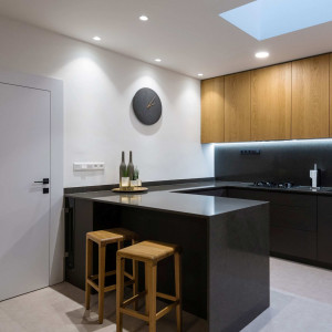 kitchen with white downlight