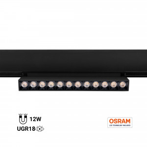 Adjustable linear track light 48V - 12W - 4000K - OSRAM Chip - UGR18 - Black