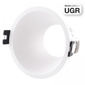 KIT - Recessed downlight ring Ø93mm (white) + 5.4W GU10 Bulb + Socket