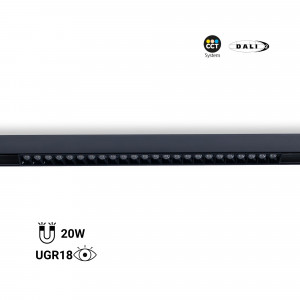 Magnetic linear track light 48V - CCT - 20W - DALI-2 dimming - UGR18