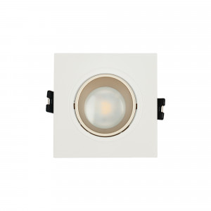 KIT - Recessed square downlight ring 93x93mm (white/champagne) + 5.4W GU10 Bulb + Socket