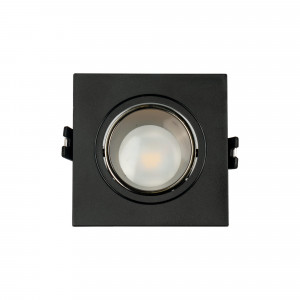 KIT - Recessed square downlight ring 93x93mm (grey/black) + 5.4W GU10 Bulb + Socket