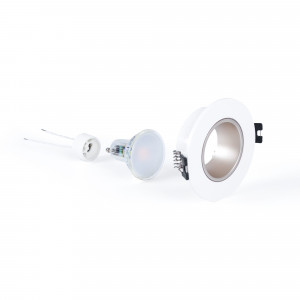 KIT - Recessed downlight ring Ø90mm (white/champagne) + Bulb GU10 5,4W + Socket