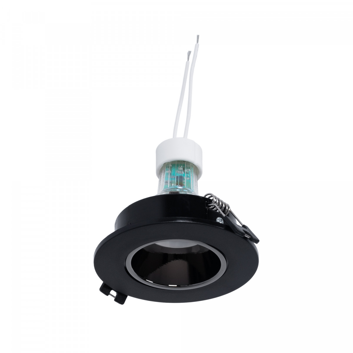 Recessed downlight ring Ø90mm (grey/black) + 5.4W GU10 Bulb + Socket