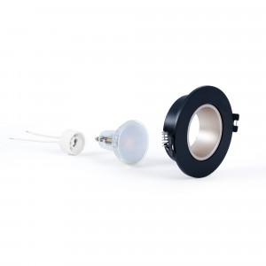 KIT - Recessed downlight ring Ø90mm (black/champagne) + 5.4W GU10 Bulb + Socket