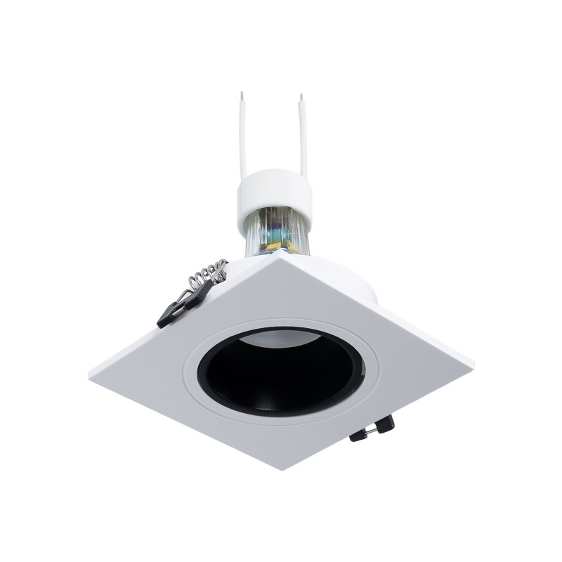 KIT - Recessed square downlight ring 93x93mm (white/black) + 5.4W GU10 Bulb + Socket