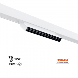 Adjustable linear spotlight for magnetic track 48V- 12W - 2800K - OSRAM Chip - UGR18 - White