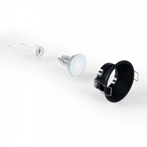 KIT Fixed recessed downlight Ø82mm (black) + 5,4W GU10 Bulb + Socket | LED downlights