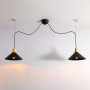 Double pendant light in metal and wood "Selroom" - Black - 2xE27