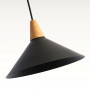 Double pendant light in metal and wood "Selroom" - Black - 2xE27