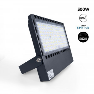 Asymmetrical outdoor LED floodlight - 300W - 140lm/W- IP66