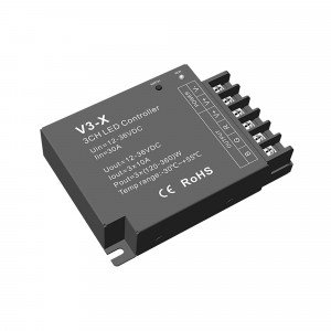 Single Color / CCT / RGB Controller 12-36V DC - 3 channels - 10A/channel - RF 2.4GHz - Skydance