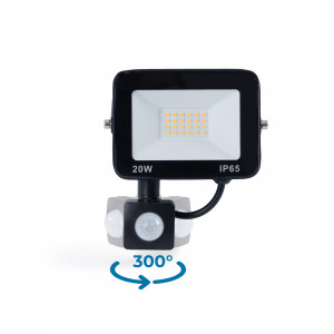 Outdoor LED floodlight with PIR motion sensor - 20W - IP65