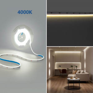 COB Single colour LED Strip - 24V DC - Lateral emission - 9W/m - 8mm - IP20 - 3cm cut - 5 metres roll