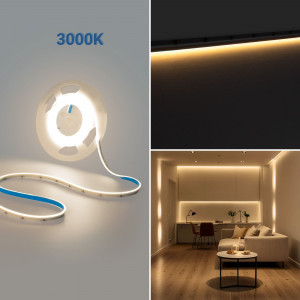 COB Single colour LED Strip - 24V DC - Lateral emission - 9W/m - 8mm - IP20 - 3cm cut - 5 metres roll