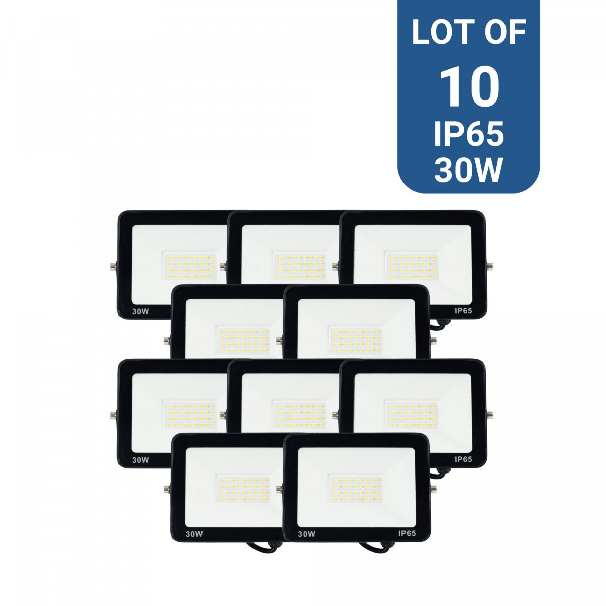 Pack x 10 - Outdoor LED floodlights - 30W - 95lm/W - IP65