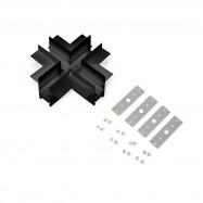 X-connector for recessed magnetic track - 20mm - Black