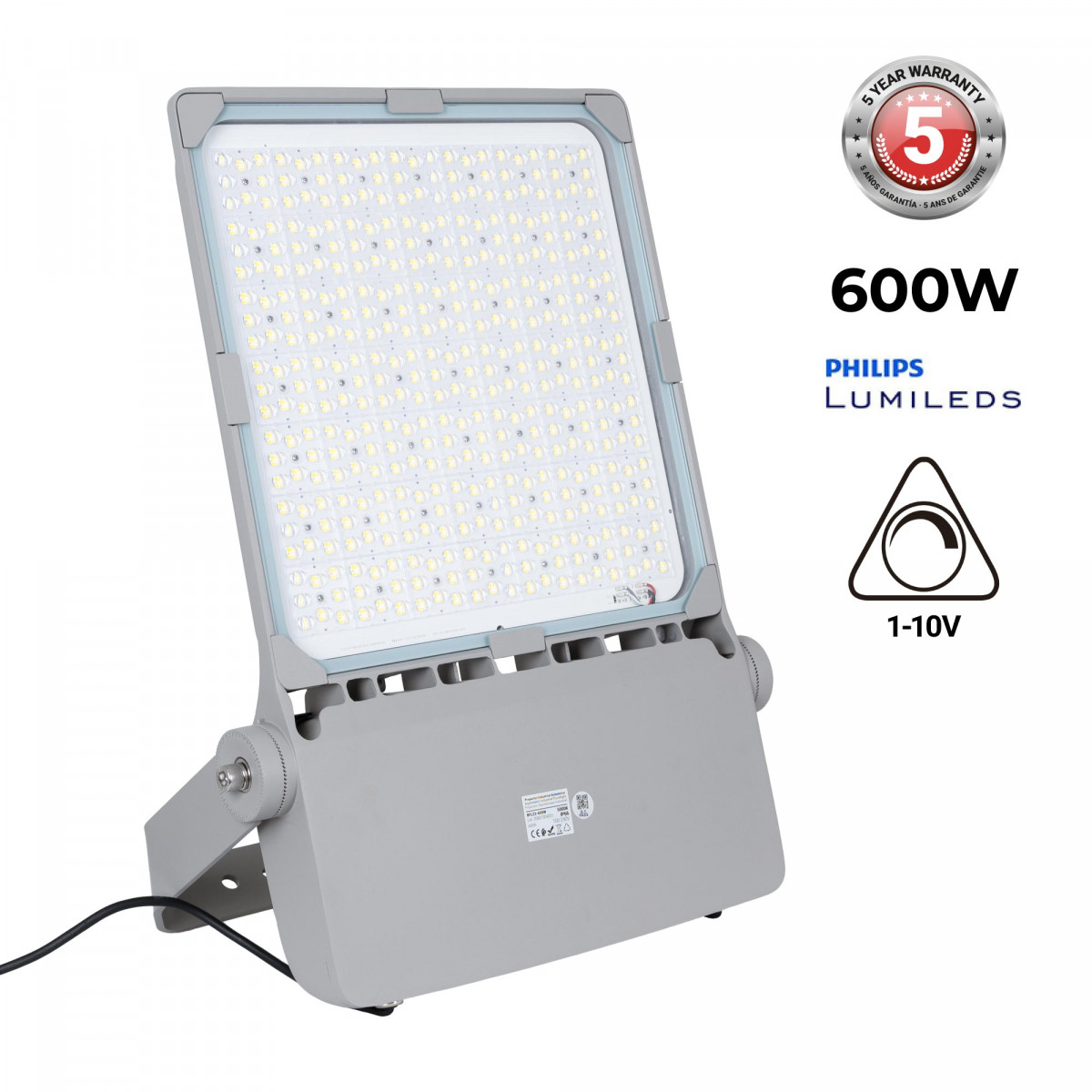 Outdoor Asymmetric LED floodlight 600W - Dimmable 1-10V - 160lm/W - IP66