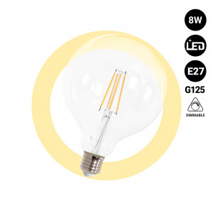 LED globe filament bulb - E27 G125 - 8W - Dimmable