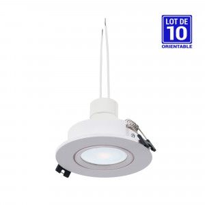 KIT x 10 - Adjustable downlight ring + GU10 5W bulb + GU10 socket - White