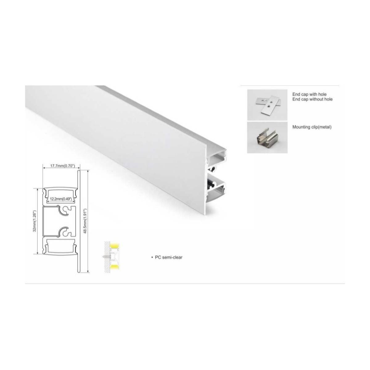 perfil de aluminio superficie bañador