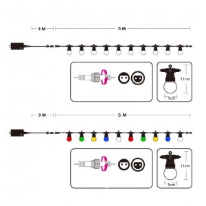 Guirnalda LED Multicolor cable blanco 10 bombillas LED - 8 metros