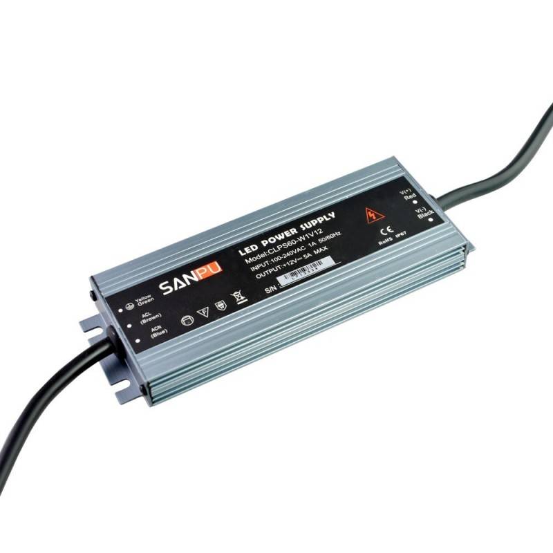 Fuente de Alimentación Estanca Compacta 60W IP67 12V-DC 5A