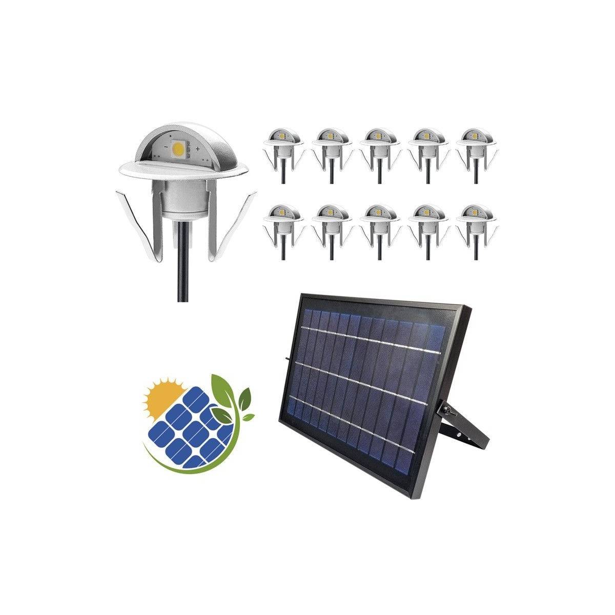 Pack 10 Focos solares LED empotrables con Panel Solar