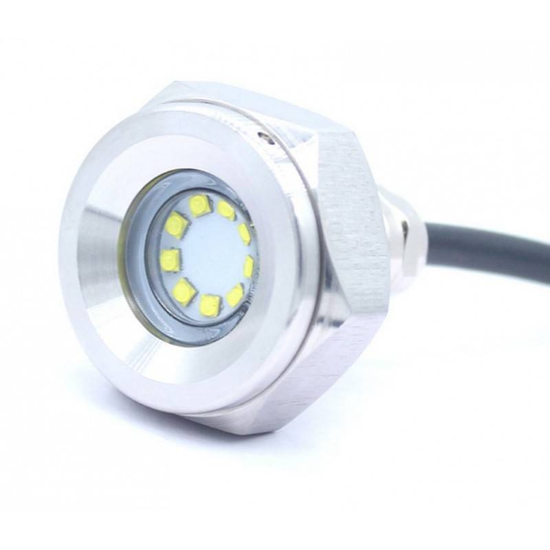 Luz LED RGB empotrable para tapón de drenaje en barcos 27W 12V inox 316L