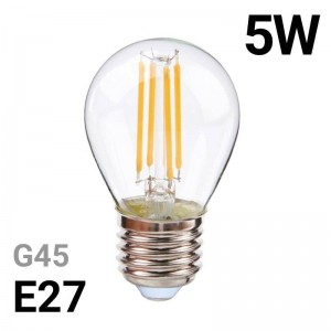 Bombilla LED esférica de filamento E27 5W G45