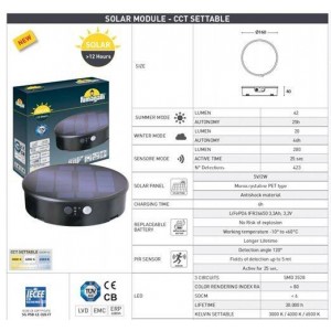 Aplique Solar FORTUNATO FUMAGALLI con Sensor y CCT