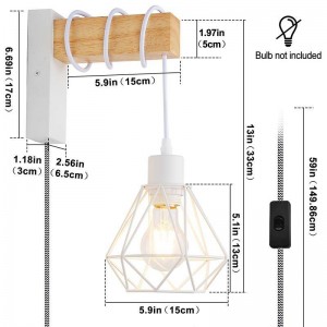 Aplique de pared jaula con interruptor y enchufe "RODEN"