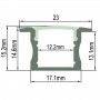 Perfil extrusionado de aluminio para empotrar 23x15mm (Barra 2ml)