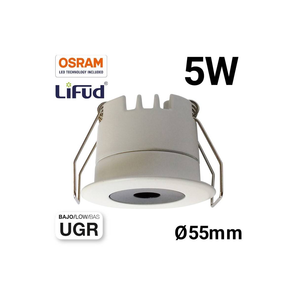 Μίνι χωνευτό φωτιστικό LED 5W Low UGR 55x43,1mm