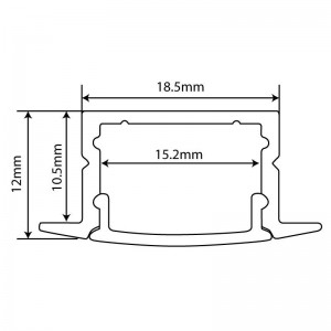 Perfil de aluminio de superficie 18x12mm para tira led 15mm