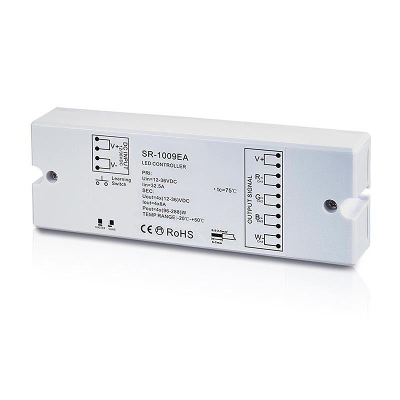 Controlador RGB/RGBW Dimmer PMW - 12-36V DC (4 canales 8A/canal) - Receptor RF SUNRICHER - Perfect RF