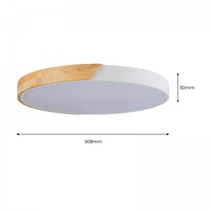 Plafón de techo LED Blanco y Madera CCT ø508x50mm