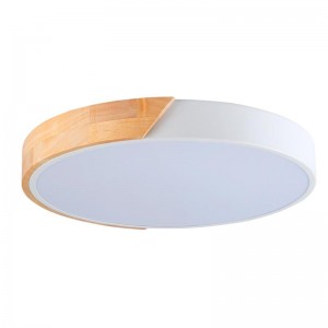 Plafón LED DE TECHO Circular 35W Blanco y Madera CCT ø408x50mm