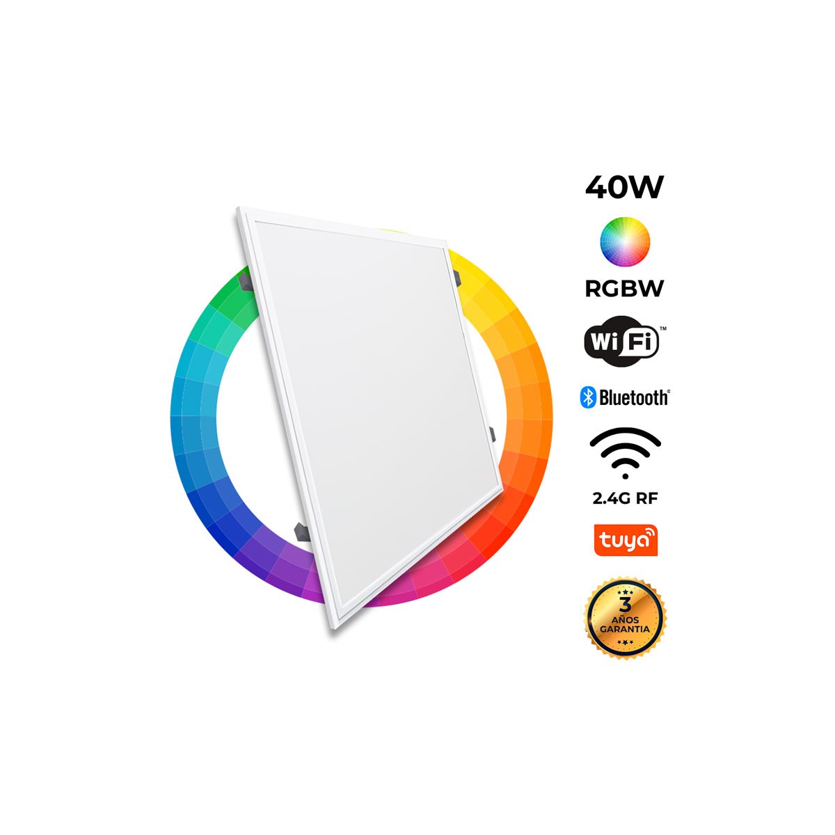 Panel LED RGBW de empotrar 60x60cm 40W WIFI Smart con KIT