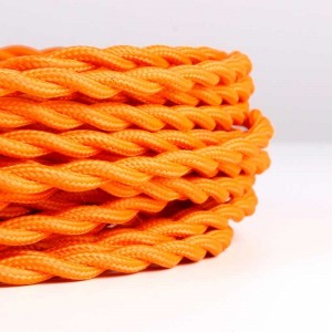 Câble tressé recouvert d'un tissu à effet soie de couleur orange