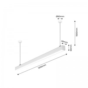 Luminaria lineal LED de suspensión 120cm 40W 3400lm