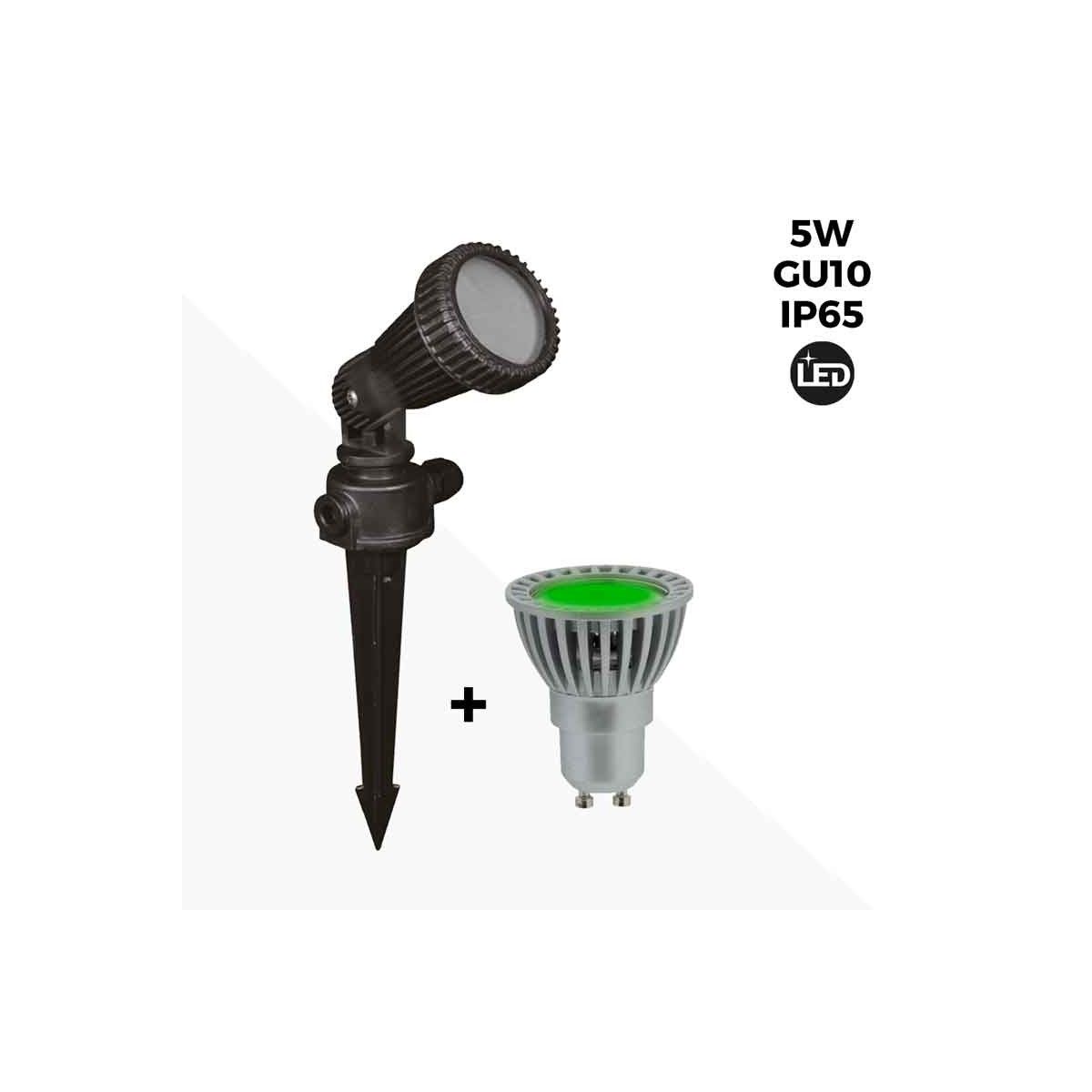 KIT Estaca de jardín + Bombilla GU10 LED 5W en verde