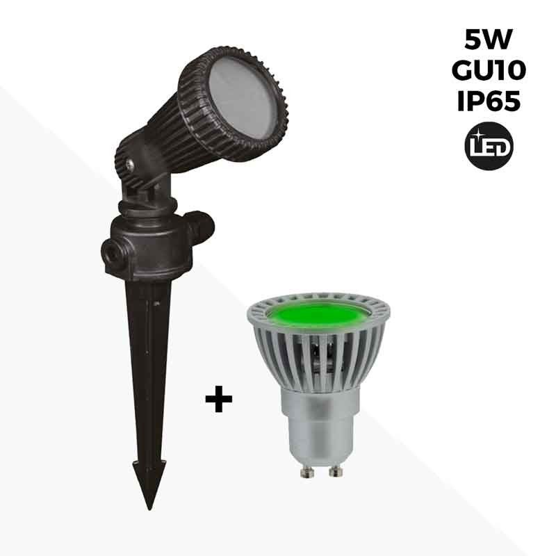 KIT Estaca de jardín + Bombilla GU10 LED 5W en verde