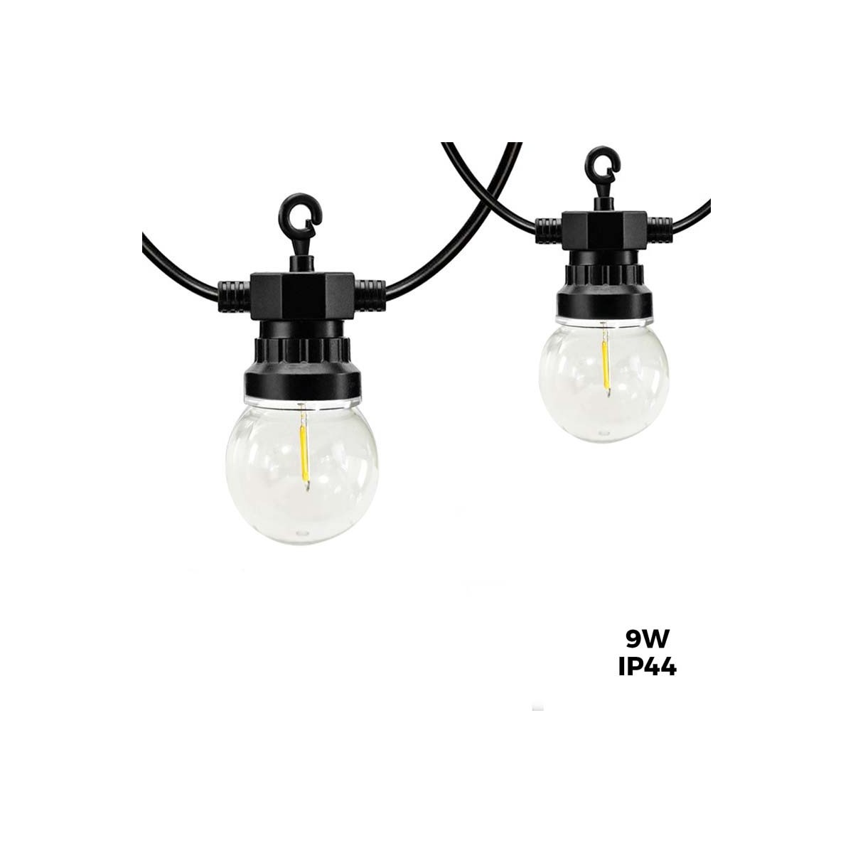 Guirnalda  Led 10m+3m 20 bombillas Negro Blanco cálido 9W