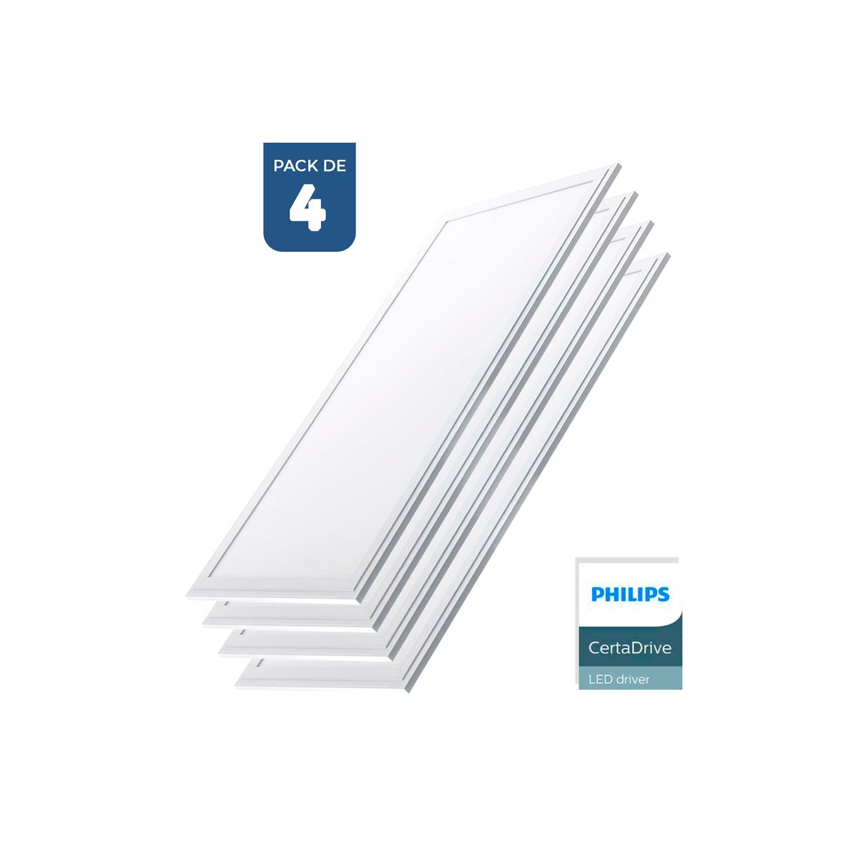 Pack 4 Paneles LED slim 120x30cm 44W 3980lm UGR19