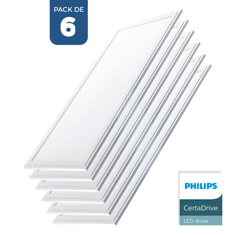 Pack 6 Paneles LED slim 120x30cm 44W 3980lm UGR19