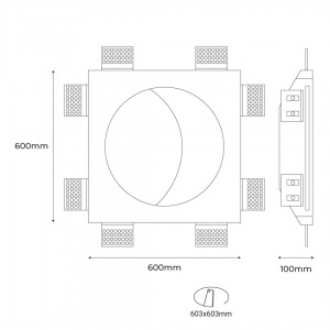 Lámpara empotrada de yeso blanco COB LED con forma de luna 17,5W 2700K